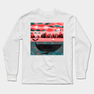 Pink Sky Whale Long Sleeve T-Shirt